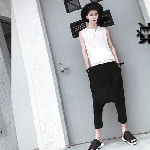 Summer 2020 sleeveless t Satin fashion ice silk with vest shirt for mens thin inside and small outer wear for mens outer wear