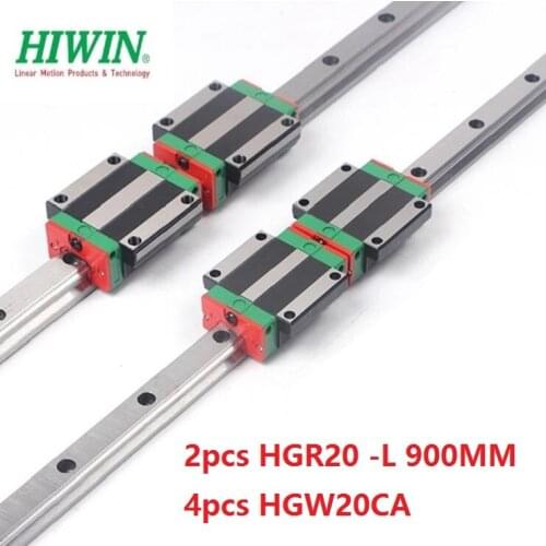 2pcs Taiwan HIWIN linear guide linear rail HGR20 -L 900MM + 4pcs HGW20CA/HGW20CC linear flanged blocks for cnc
