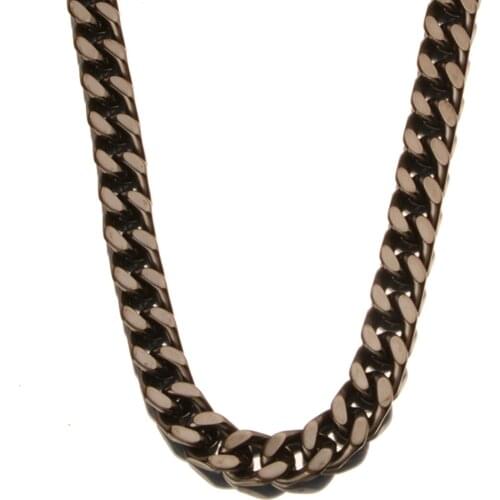 Granny Chic 11mm CUSTOM Length Black Stainless Steel Curb Cuban Chain Necklace Or Bracelet Boys Mens Fashion Chain Link jewelry