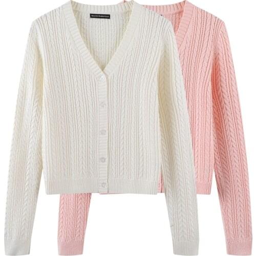 Sweet Girls Vintage Knitted Cardigan 2021 Fashion Ladies V neck Cute Knitwear Cute Woman Short Stretchy Soft Sweater