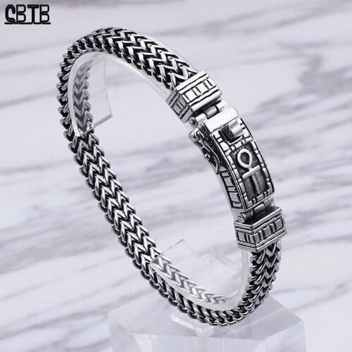 Fashion Egyptian Ankh Symbol of Life Charm Couple Bracelet High-end Jewelry Stainless Steel Mesh Bracelet Jewelry Wholesale