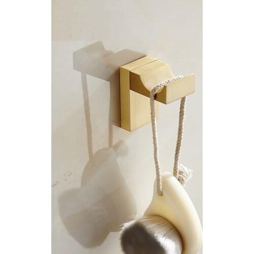 MTTUZK Solid Brass Brushed Gold Robe Hook Coat Hook Bathroom BlackTowel Hooks Wall Mount Door rear Hook For Cap,Coat,Clothes