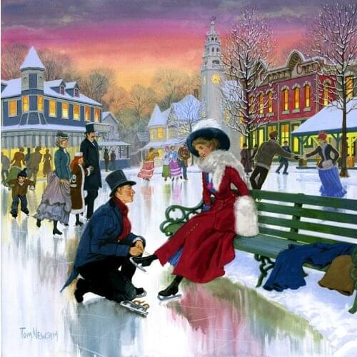 Embroidery Needlework Crafts 14CT Unprinted DMC DIY Quality Cross Stitch Kits Handmade Arts Ice skating Home Decor