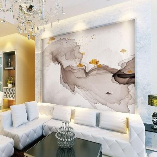 Seamless wallpaper New Chinese style abstract ink smoke landscape art marble background wall painting
