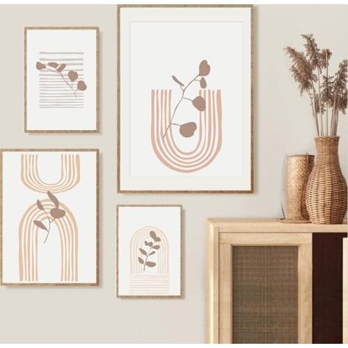 Boho Trendy Tropical Leaf Poster Line Art Drawing Shape Wall Art Canvas Painting Contemporary Prints Living Room Decoration