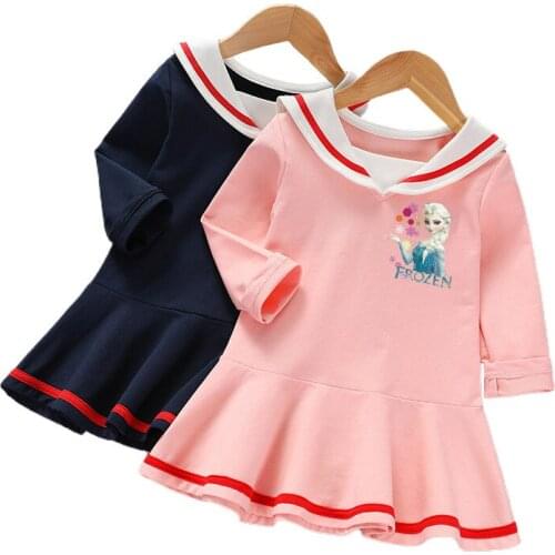 Disney Frozen Dress Girls Children Clothes Anna Elsa Princess Sweatshirts Dress Long Sleeve Dresses