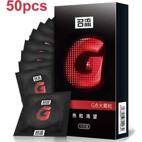 Mingliu 50 Pcs Natural Latex Condoms Dotted Stimulate G-spot Delay Ejaculation Condones For Men Penis Sleeve Safe Contraception