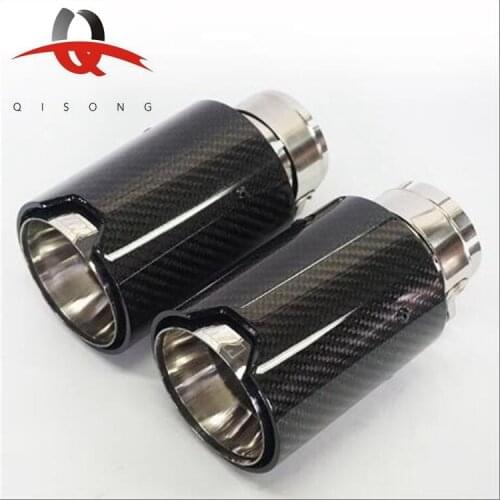 QISONG - For BMW M2 M3 M4 Cars Refitted Bright Black Carbon Fibre Exhaust Muffler Tail Tubes Performance Exhaust Pipe For BMW
