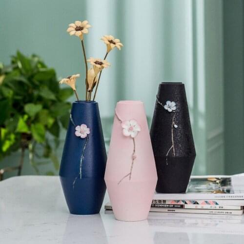Modern Simple Hand-made Plums Pinch Creative Ceramic Vases Home Decoration Living Room Flower Hydroponic Ornaments