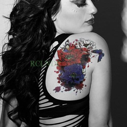 Waterproof Temporary Tattoo Sticker water color flower pe tatto stickers flash tatoo fake tattoos for women