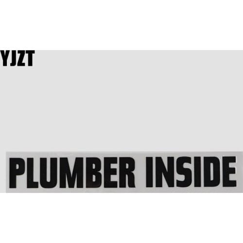 YJZT 22.4CM×3.1CM Funny And Humorous Words Letters PLUMBER INSIDE Decal Car Stickers Vinyl Black/Silver 13D-0584