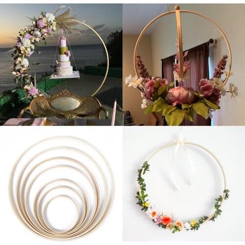 Iron Gold metal-ring dream garland Flower circle Hand hold wreath wall flower rack catcher Wedding decoration Metal bride hoop