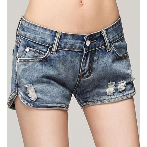 Womens Sexy Super Shorts Summer Fashion Denim Cotton Splicing Broken Hole Ladies Skinny Club Shorts Jeans