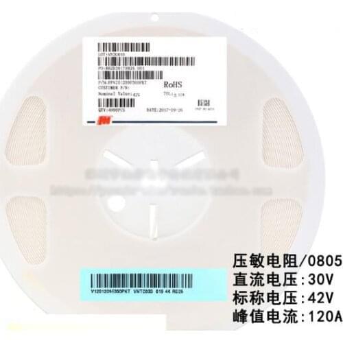 100pcs/lot SMD 0805 Voltage Dependent Resistor VDR DC 30V Nominal Voltage 42V FPV201209G300PKT Varistor Resistor