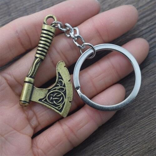 12pcs Classic Nordic Viking Axe Keychain Viking Runes Pendant Luck Charm Gift