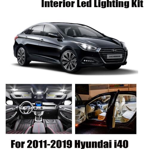 16pcs White Canbus Car Accessories LED Interior Light Kit For Hyundai i40 2011-2019 Map Dome Reading Roof License Plate Lamp