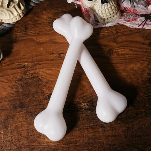2 Pcs Halloween Plastic Simulation Savage Small Bones Spoof Props for Secret Room Bar Decoration Medium Size White