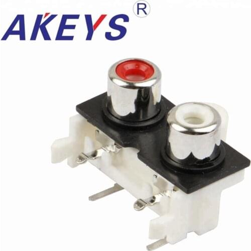 20PCS AV2-8.4-10 4 pins 2 hole RCA Female Audio Video Plug jack AV Concentric Socket Connector
