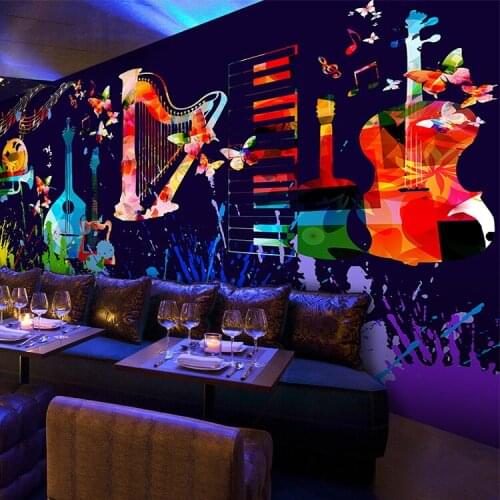 Custom Blue 8D Papel Mural Scrawl Music 3D Wallpaper Mural for Rock Bar Coffee KTV Living Room 3d Photo Murals Wall paper