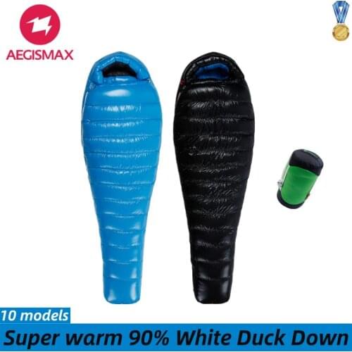 AEGISMAX 4-Season Sleeping Bag Duck Down 90% Filled 20D Nylon Material Waterproof Ultralight Splicable Mummy Seeping Bag