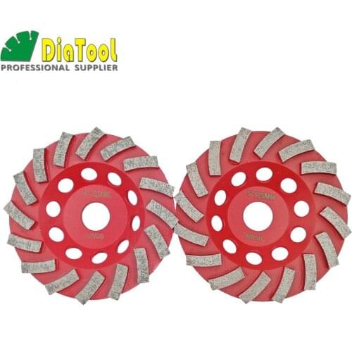 DIATOOL 2PK Dia 125MM Segmented Turbo Diamond Grinding Cup Wheel For Concrete And Masonry Material, 5" Diamond Grinding Discs
