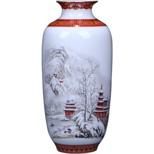 Antique Jingdezhen Ceramic Vase Eggshell Vase Desk Accessories Crafts Snow Flower Pot Traditional Chinese Style PorcelainVase