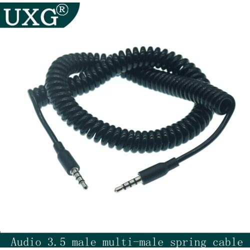 Aux Spring Cable with Microphone3.5mm Jack Male to Male 90 Degree Audio Cable Jack 3.5 for iPhone MP3 / MP4