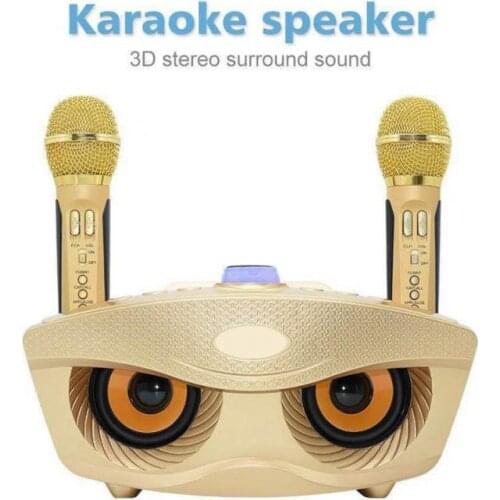 Wireless Karaoke Bluetooth-compatible Microphone Portable Handheld Karaoke Speaker Home Party KTV Speaker With Two Microphones