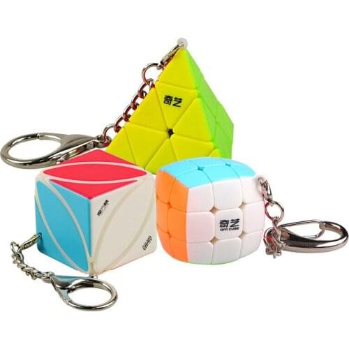 QiYi Bread Pyramid Maple Keychain Cubo Magico Speed Game Educational Exercise Brain Adult Children Gift Toy Magic Cube Mini