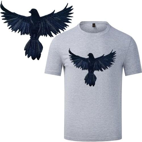 Black Bird White Patch Embroidery Sticker Clothing Decoration Applique Parches Termoadhesivos Para Ropa Sewing Accessories Badge