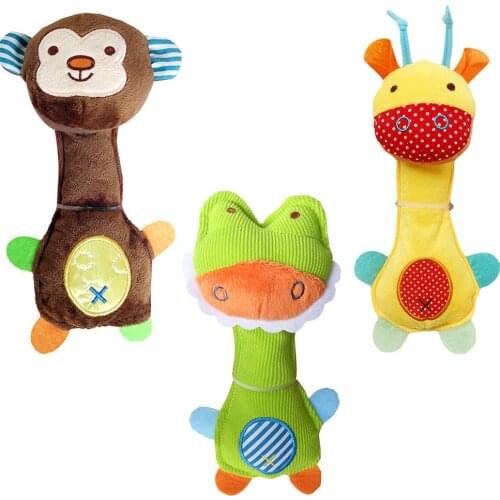 Baby Rattle Toy Plush Giraffe Animal Doll Baby Hand Rattle Graping BB Stick Educational Toy Soft Hand Bell Toy kid ring/bed bell