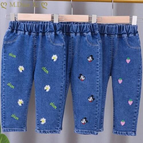 Disney Childrens Jeans Autumn 2021 New Fashion Boys and Girls Soft Denim Trousers Teenager and Ankle Casual Cotton Trousers
