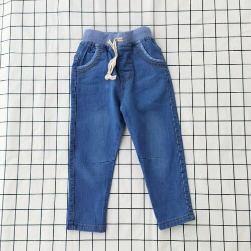 DIIMUU Children Boys Jeans Denim Long Pants Kids Casual Elaist Waist Trousers Fashion Clothing