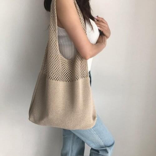 Designer Knitting Handbags Casual Hollow Woven Women Shoulder Bags Large Capacity Totes Summer Beach Bag Big Purses Shopper Sac