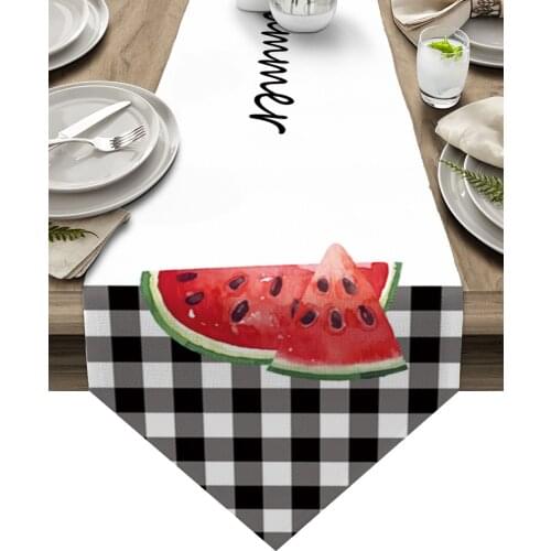 Fruit Watermelon Black And White Lattice Table Runners Modern Home Dining Room Decor Table Cloth Wedding Party Table Runners
