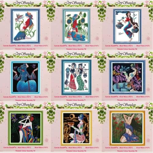 Minority girls painting counted Cross Stitch 11CT 14CT Cross Stitch Set Wholesale DIY Cross-stitch Kit Embroidery Needlework