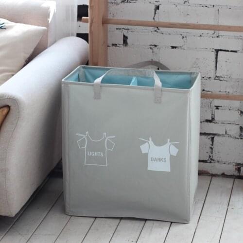 Dirty Clothes Storage Basket Foldable Double Bucket Classification Storage Waterproof Household Storage