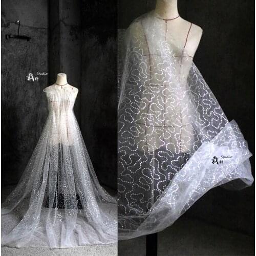 Small circle sequin mesh gauze skirt High-grade clothing designer fabric for patchwork telas patchwork algodon