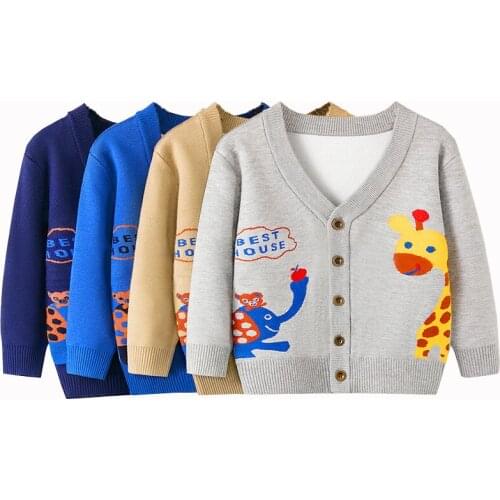 Cute Cartoon Boys Cardigans Autumn Fall Girls Sweaters Cotton Blend Quality Toddler Knitted Wear Winter Kids Clothes