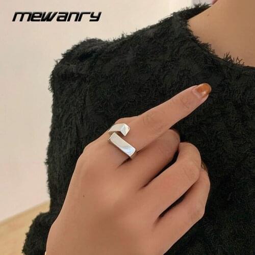 Mewanry Minimalist 925 Sterling Silver Rings 2021Trendy Elegant Sweet Couples Glossy Cross Geometric Party Jewelry Birthday Gift