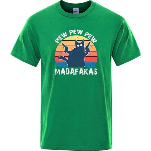 Pew Pew Madafaks Cat Printing Mans Tshirts Breathable Loose T-Shirts Fashion Comfortable Tops Summer Oversized T-Shirt Mens