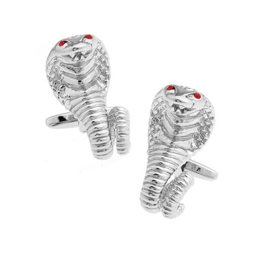 Mens Cobra Snake Cuff Links Copper Material Silver Color