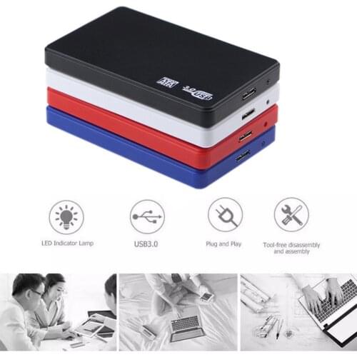New USB3.0 SATA 2.5" Hard Drive External Enclosure HDD Mobile Disk Case Box Portable Hard Disk Box Portable Travel Power Bank