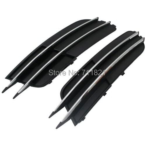 Front Fog Light Grille With Chrome Line Accent None Cutout Version For Audi A6 C7