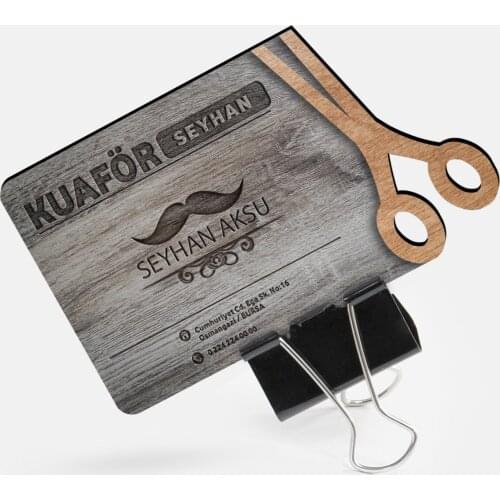 Personalized Professional Barber & Men 'S Hairdresser Wood Business Card (Model 3-3) 50 PCS