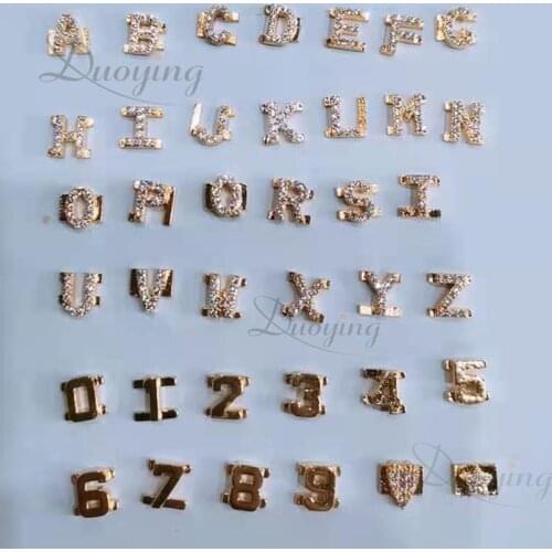 Duoying DIY Slider Charms Custom Name Accessories Zircon Sliding Letter Charms Personalized Letter Replace Jewlery Parts Charm
