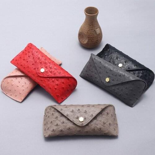 Portable Eyeglasses Case Leather Sungalsses Shell Ostrich Pattern Capcity Flip Open Close Frame Eyeglasses