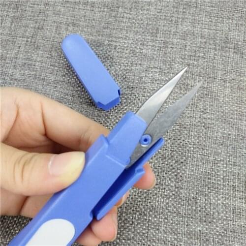 Portable Fishing Scissors Plastic Handle with covers stainless steel Capped Line Cutter Scissor Cord Sewing Fishing Tackle Tool