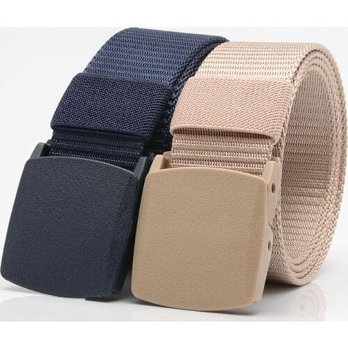 Casual Men Belt Snap Outdoors Military Adjustable Training Anti Allergy Plastic Buckle Without Metal Belt Polyester Fiber Belt