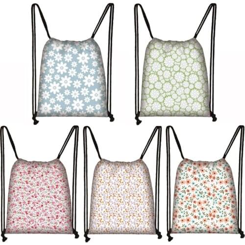 Little Daisy Pattern Backpack Ladies Drawstring Bag Bright Flowers Women For Motion Teenagers Schoolbag Organizer
